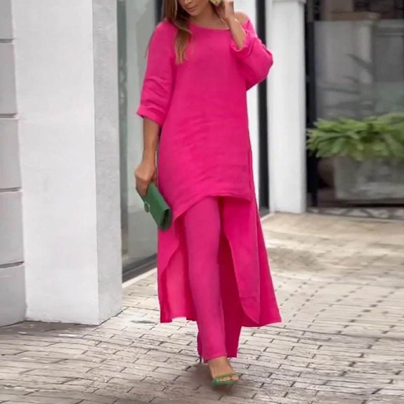 Damen lässiges Oberteil mit asymmetrischem Schnitt und eleganter Langarmoptik W&W Mode