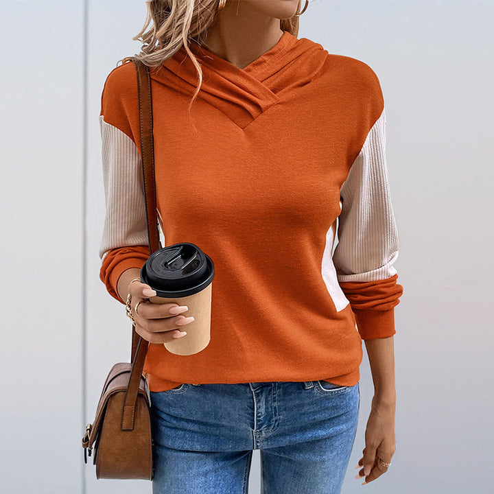 Damen Hoodie mit modernem V-Ausschnitt und strukturierter Ärmelgestaltung W&W Mode