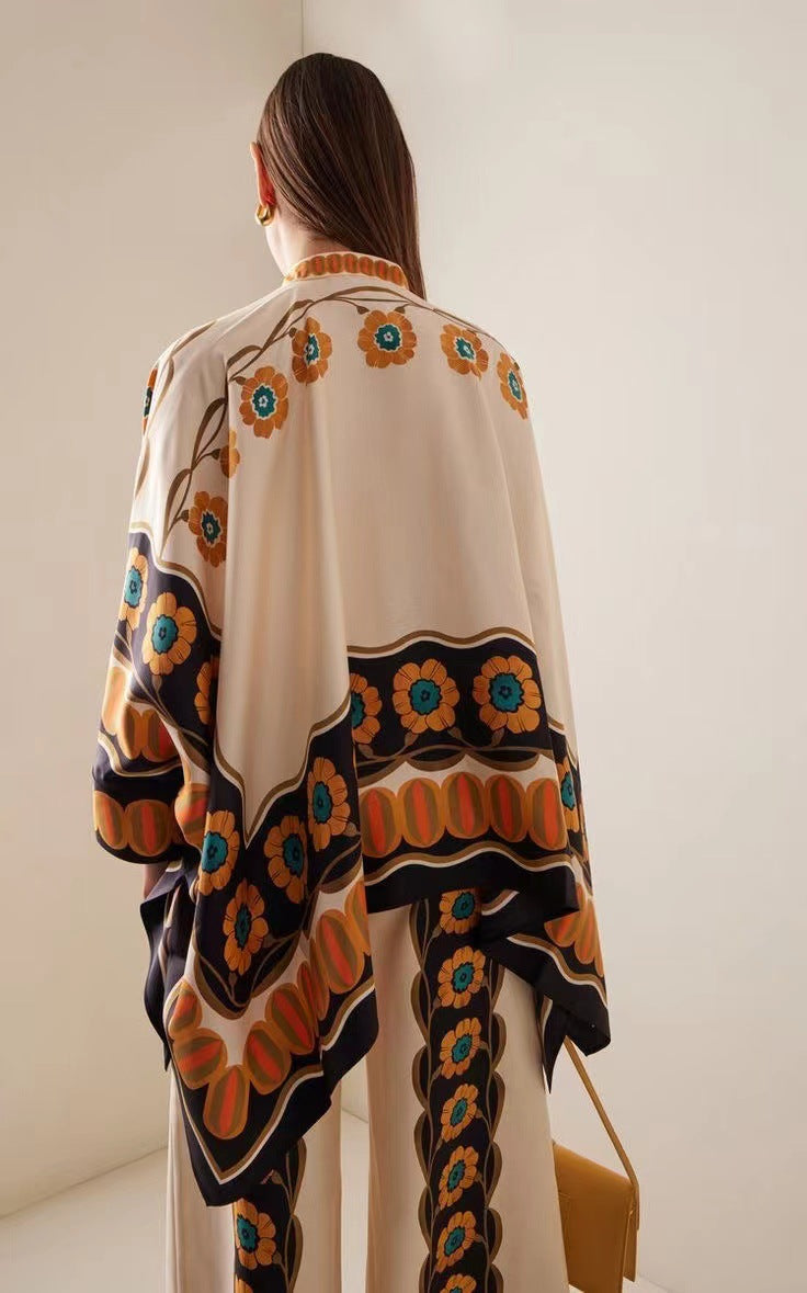 Damen Boho-Set mit Kimono-Oberteil und weit geschnittener Hose