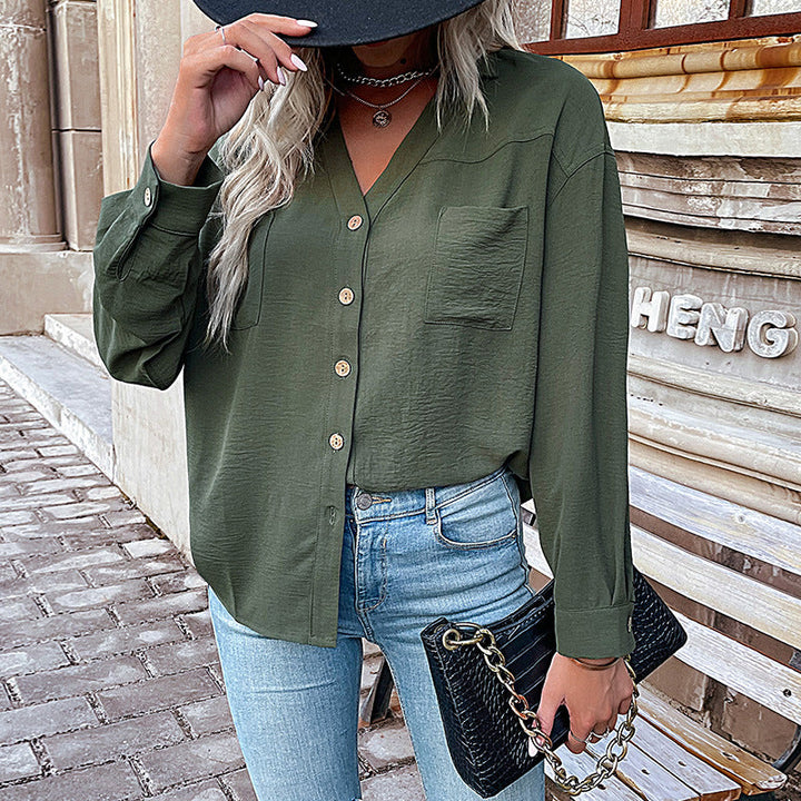 Damen Bluse mit lässigem Schnitt und dekorativen Knopfdetails W&W Mode