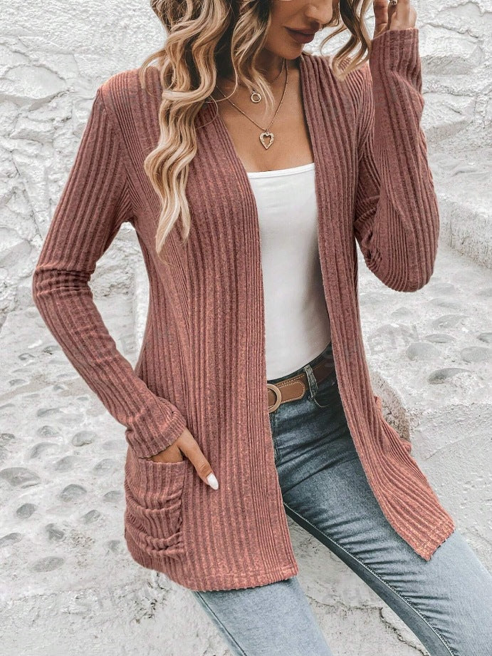 Damen Feinstrickjacke mit tiefem V-Ausschnitt und praktischen Taschen Drune