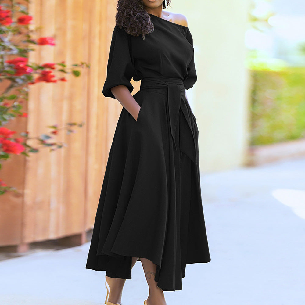 Damen Elegantes Wickelkleid mit asymmetrischem Schnitt und praktischen Taschen W&W Mode