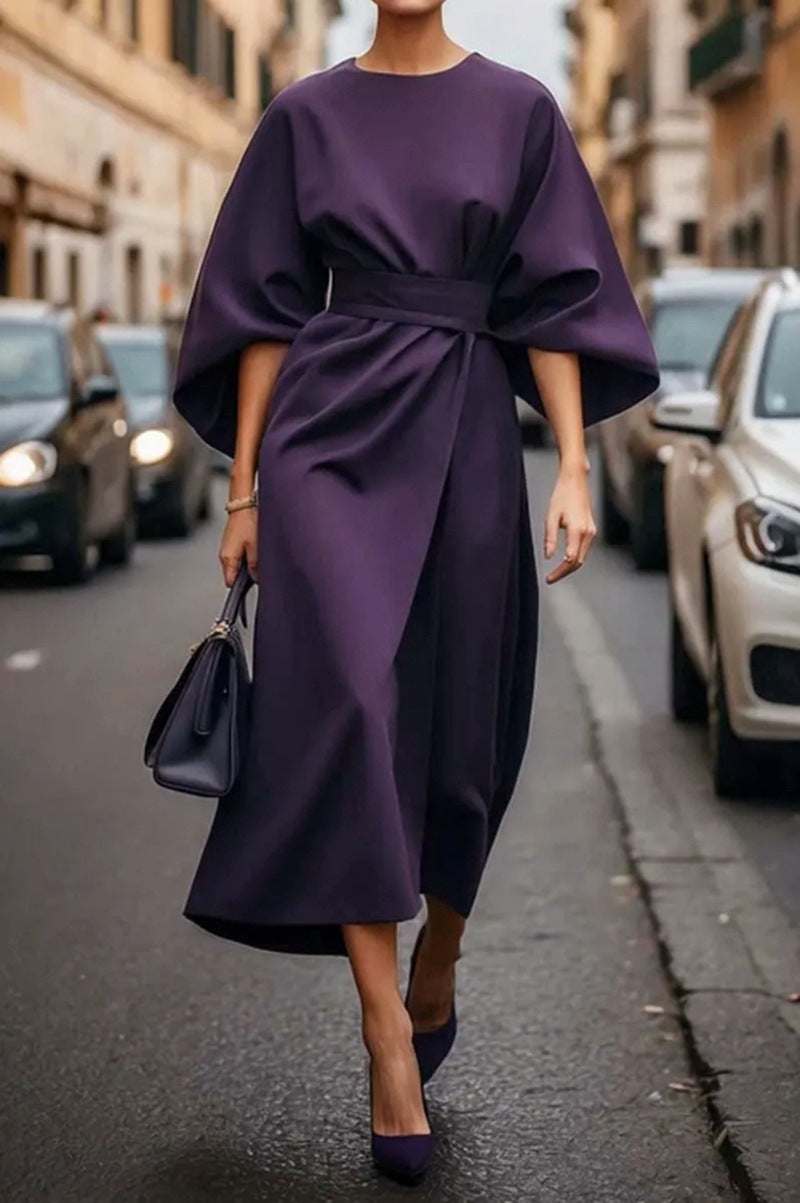 Damen Elegantes Maxikleid mit Puffärmeln und tailliertem Schnitt W&W Mode
