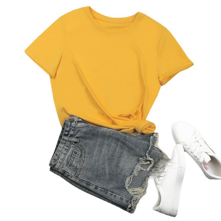 Damen Basic T-Shirt mit lässigem Schnitt und hochwertiger Baumwollqualität W&W Mode