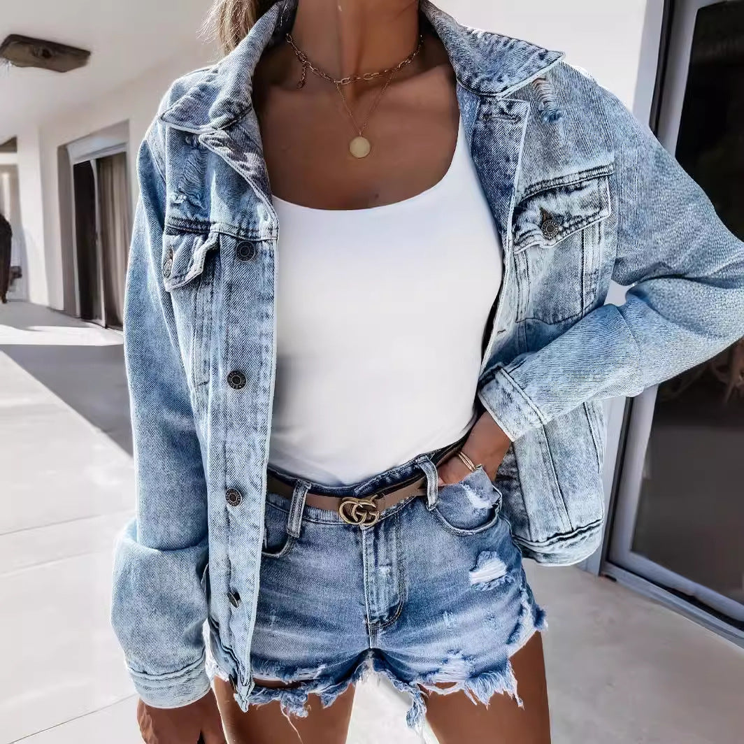 Damen Destroyed Denim-Shorts W&W Mode