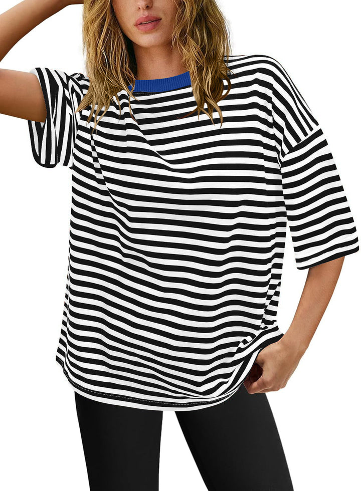 Damen Übergrößen T-Shirt mit Streifenmuster W&W Mode