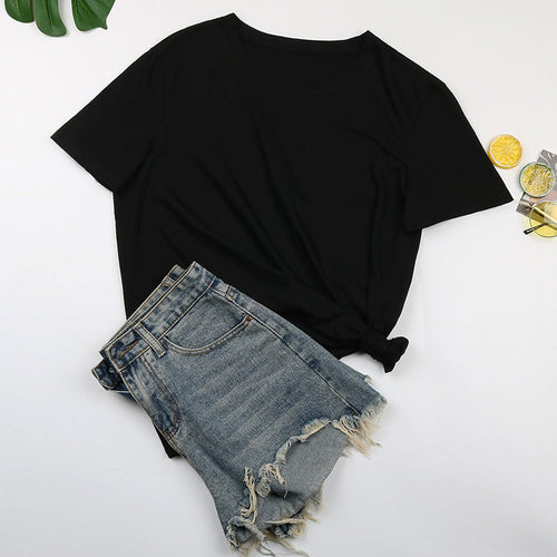 Damen Basic T-Shirt mit lässigem Schnitt und hochwertiger Baumwollqualität W&W Mode
