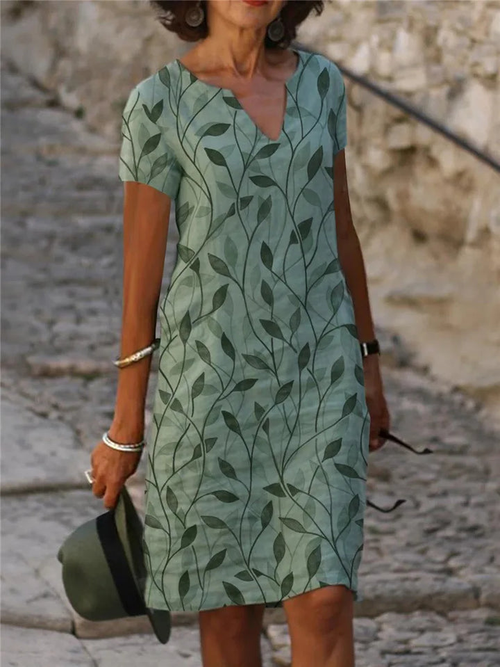 W&W Mode | Weinlese Blumen V-Ausschnitt Lang Kleid