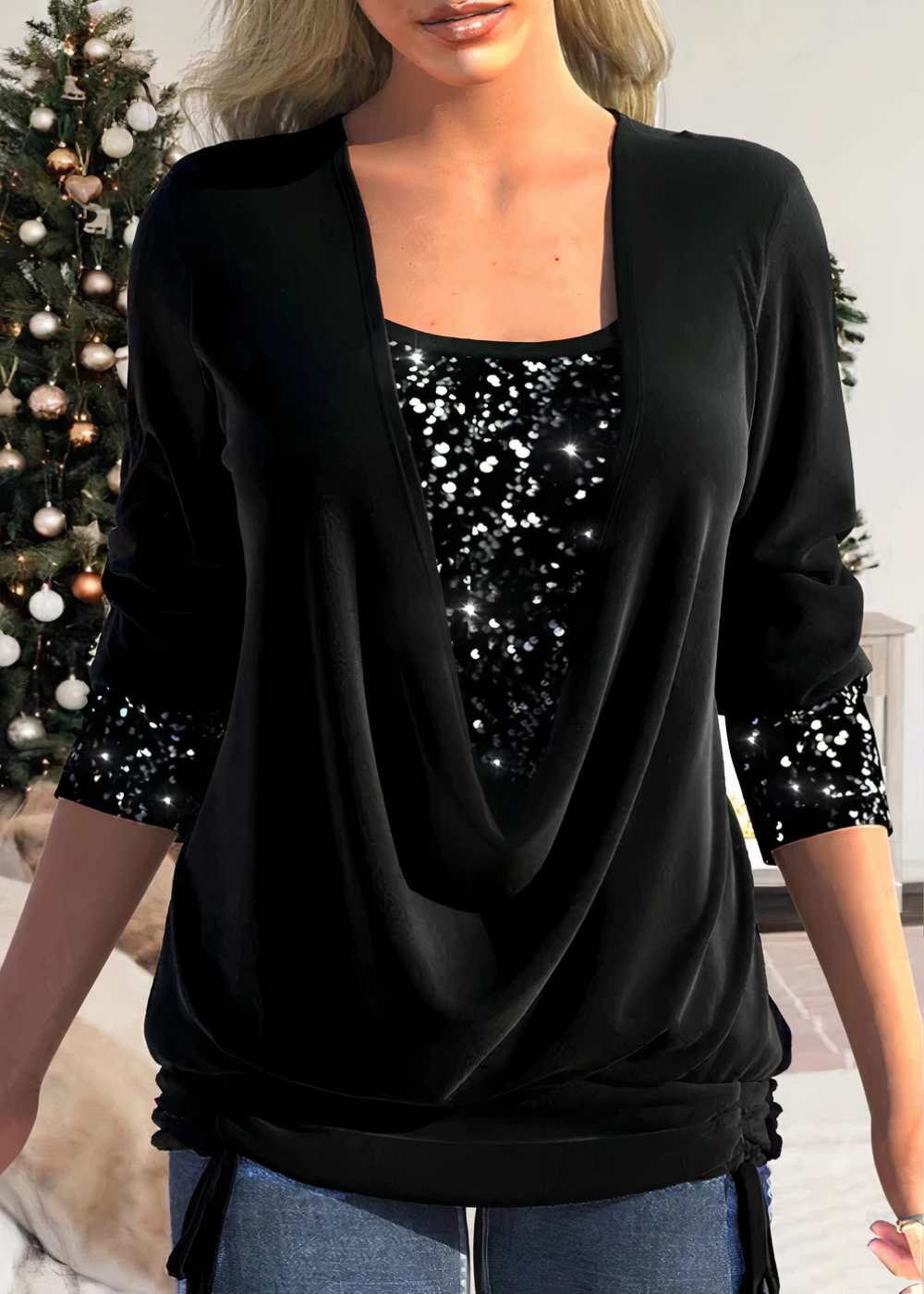 Drune | Stilvolle Glitzerbluse