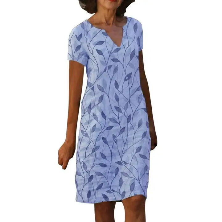W&W Mode | Weinlese Blumen V-Ausschnitt Lang Kleid