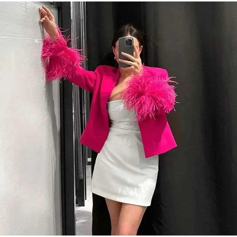 W&W Mode | Blazer Mit Federn Für Damen