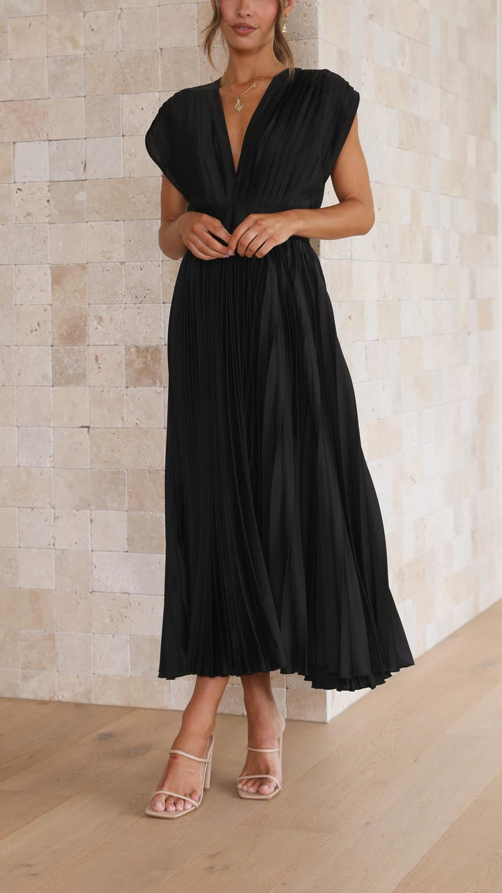 W&W Mode | Elektrisch Plissiertes, Elegantes Ärmelloses Kleid