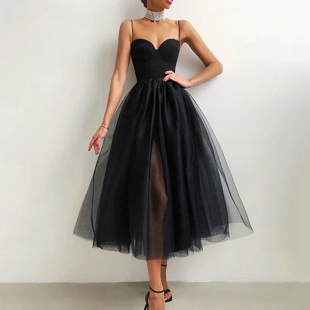 W&W Mode | Elegantes Tüll Korsatzt Abendkleid Für Damen