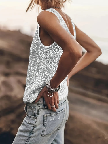 W&W Mode | Glänzendes Ärmelloses Damen Top Für Stil Und Glamour