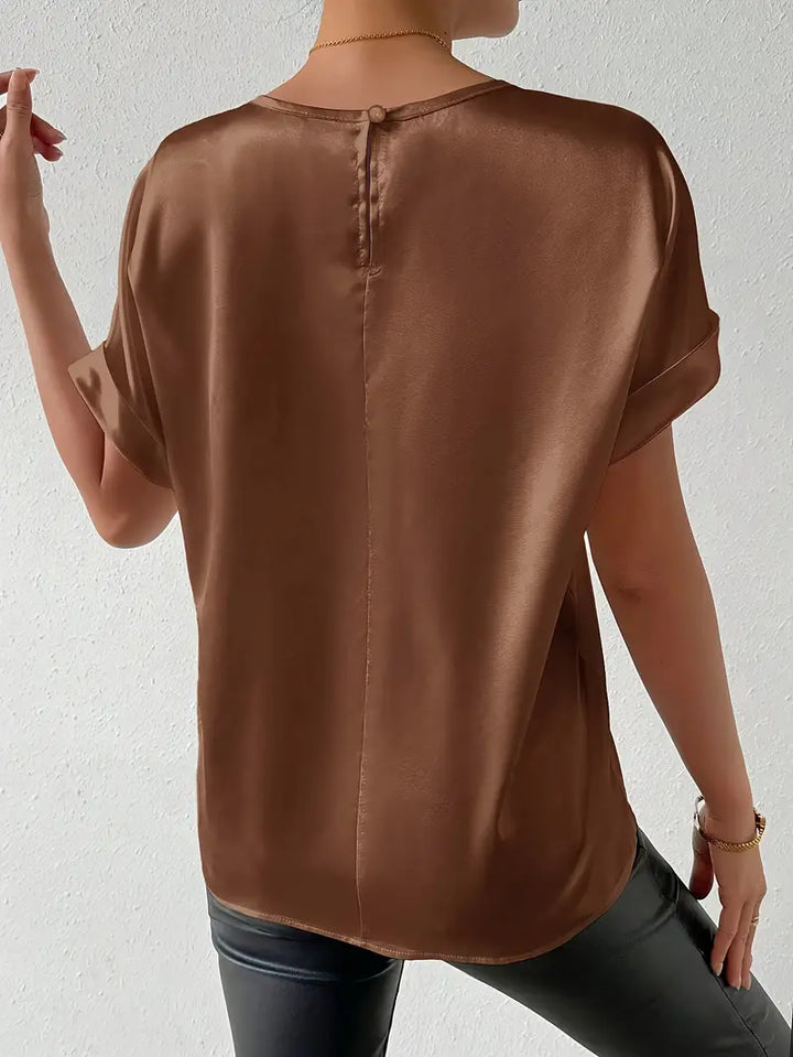W&W Mode | Satin T-Shirt Mit Umgeschlagenen Ärmeln Für Damen