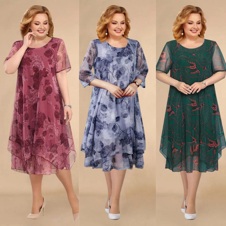 Damen Chiffonkleid mit floraler Optik und fließender Passform
