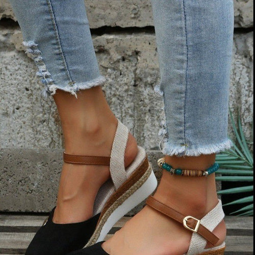 W&W Mode | Leichte Plattform Wedge Sandalen Aus Hanfseil