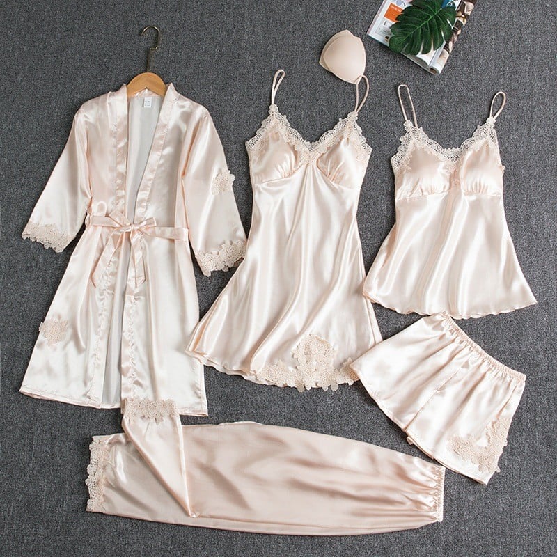 Drune | Luxuriöses Satin Nachtkleid Set