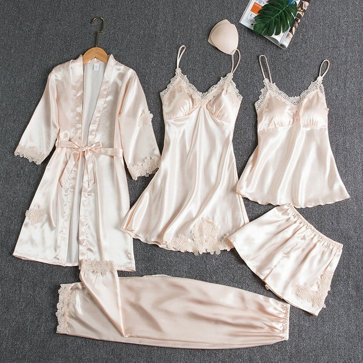 Drune | Luxuriöses Satin Nachtkleid Set