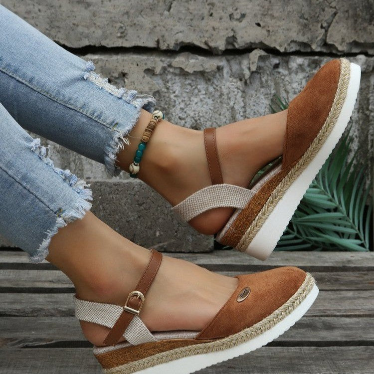 W&W Mode | Leichte Plattform Wedge Sandalen Aus Hanfseil