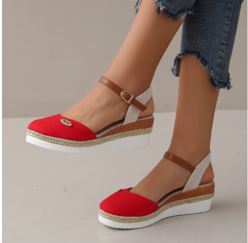 W&W Mode | Leichte Plattform Wedge Sandalen Aus Hanfseil
