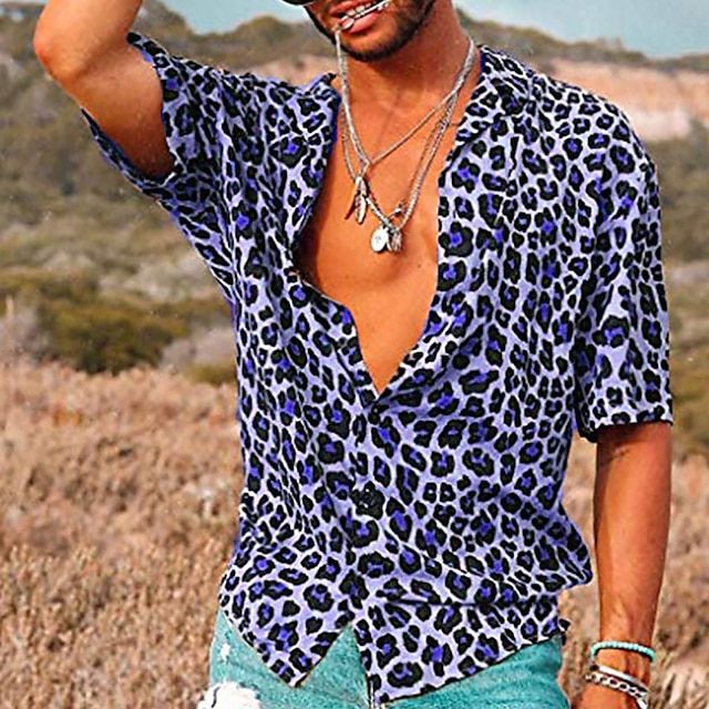 W&W Mode | Herren Sommerhemd Mit Leopardenmuster