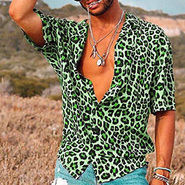 W&W Mode | Herren Sommerhemd Mit Leopardenmuster
