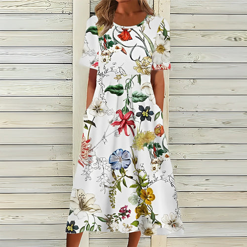 W&W Mode | Stilvolle Weiße Kleid Mit Blumenmuster