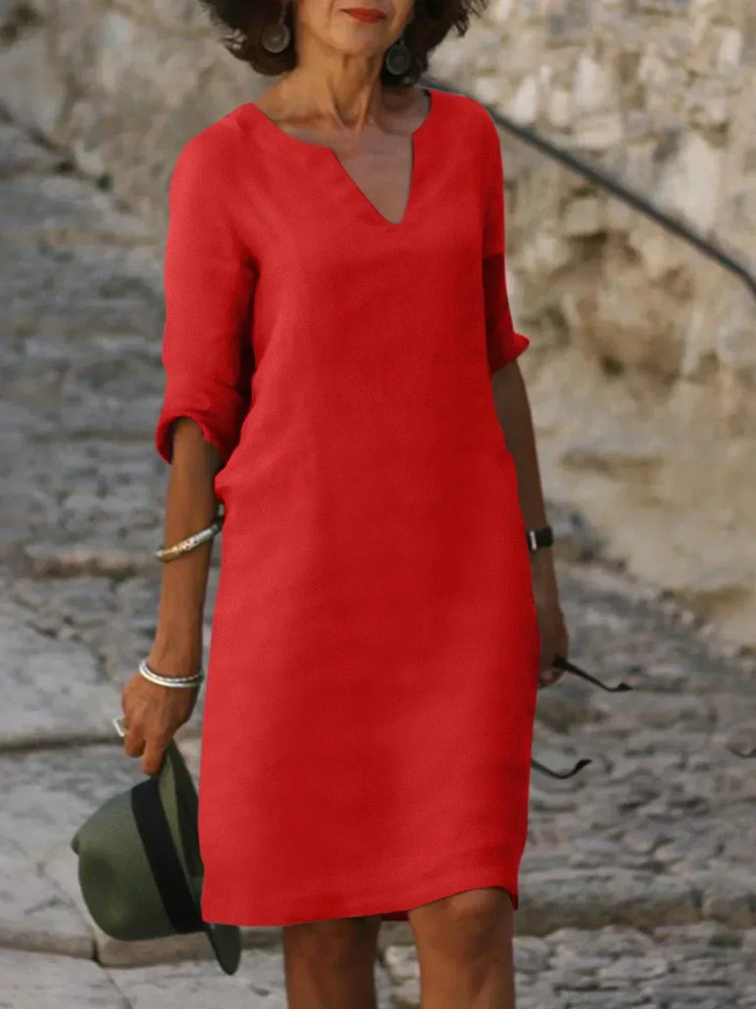 Drune | Stilvolles Kleid Mit Elegantem V-ausschnitt