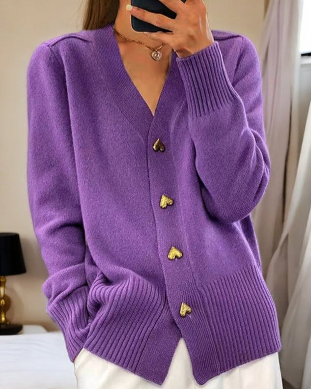 W&W Mode | Elegante Strickjacke Mit Herzknöpfen